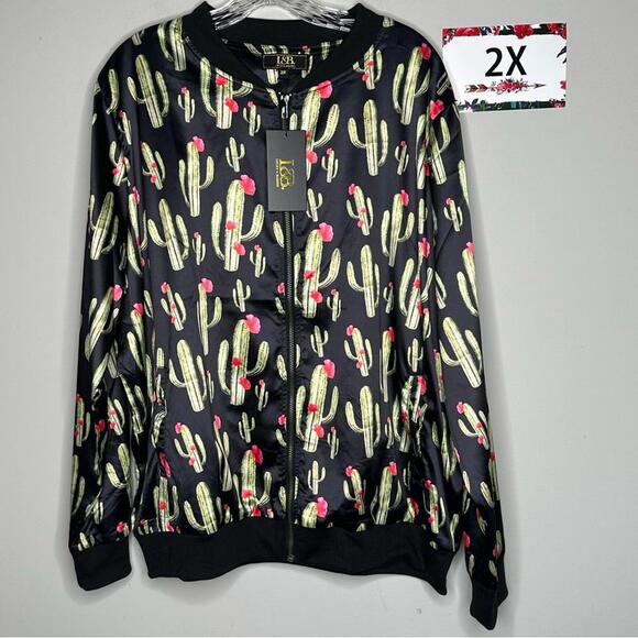L&B 2X Cactus bomber jacket plus size 2X - Picture 1 of 6